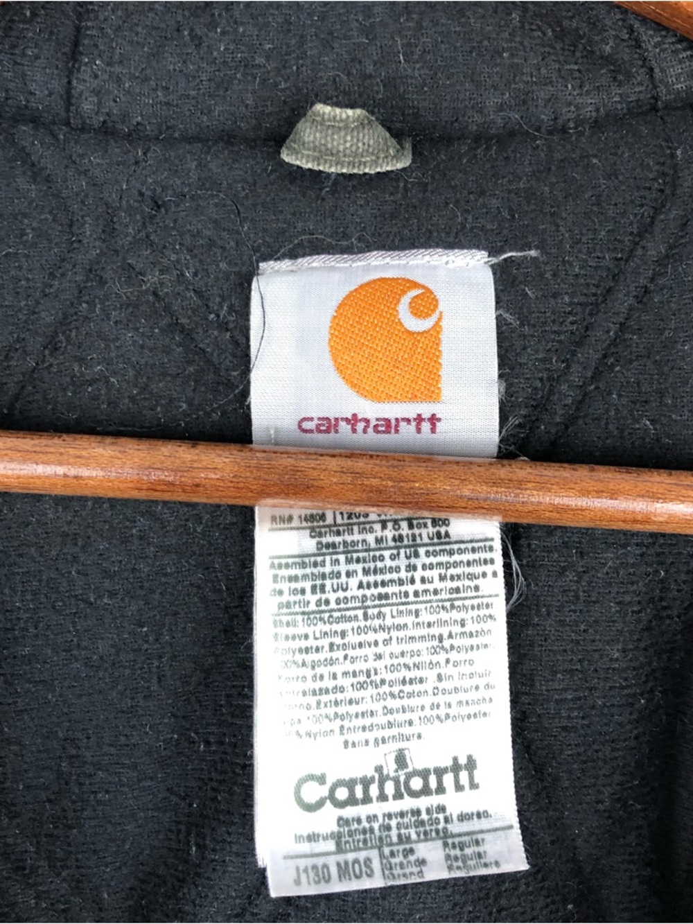 Vintage Men’s Carhartt Duck Jacket with Hood and Leather Logo Patch - Picture 5 of 11